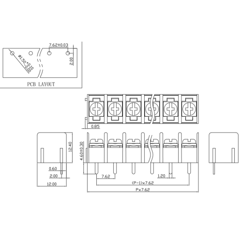 7.62MM pitch fence type PCB terminals can be spliced